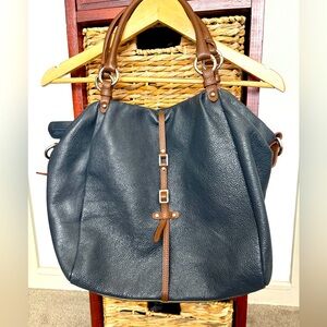 Sundance Made in Italy Leather Black Leather Tote Bag
